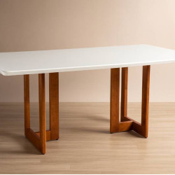 Mesa de Jantar Tália 180 cm Tampo vidro - Off White  Mesa de Jantar Tália 180 cm Tampo vidro - Off White