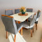 Mesa de Jantar Pedro 160x80 c/ 6 Cadeiras Genova Cinza - Mel / Off White