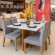 Mesa de Jantar Helo 90x90 c/ 4 Cadeira Julia - Linho Cinza - Freijo/Off White