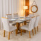 Mesa de Jantar Pedro 160x80 c/ 6 Cadeiras Genova Prata - Mel / Off White
