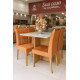 Mesa de Jantar Helo 90x90 c/ 4 Cadeira Julia - Veludo Terracota - Freijo/Off White