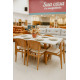 Mesa de Jantar Tália 180 cm Tampo vidro Off White com 6 cadeiras Turquia Gold - Linho Bege