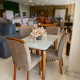 Mesa de Jantar Londrina 120x80cm Tampo Off White com 4 cadeiras Amsterdã - Veludo Capuccino