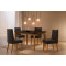 Mesa de Jantar Londrina 120 cm Canto Copo c/ 4 cadeiras Dafne Preto – Vidro Preto / Imbuia