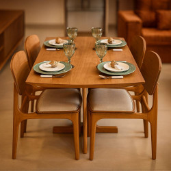 Mesa de Jantar Tália 120cm Tampo Laminado com 4 cadeiras Turquia Gold - Linho Bege Mesa de Jantar Tália 120cm Tampo Laminado com 4 cadeiras Turquia Gold - Linho Bege