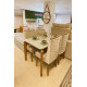 Mesa de Jantar Londrina 120 cm Canto Copo  c/ 4 Cadeiras Dafne Bege – Vidro Off White/ Imbuia
