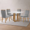 Mesa de Jantar Pedro 90x90 c/ 4 Cadeiras Genova Prata - Mel / Off White