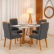 Mesa de Jantar Pedro 120x80 c/ 4 Cadeiras Genova Cinza - Mel / Off White