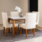 Mesa de Jantar Londrina 120 Canto Reto com c/ 4 cadeiras Dafne – Imbuia com Assento Bege – Vidro Off White / Imbuia