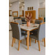 Mesa de Jantar Londrina 120x80cm Tampo Off White com 4 cadeiras Amsterdã -Linho Cinza
