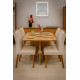 Mesa de Jantar Nevada 90x90cm Tampo Laminado com 4 cadeiras  Amsterdã - Linho Bege