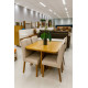 Mesa Berlim 90x90 Tampo Laminado com 4 cadeiras Amsterdã - linho bege 