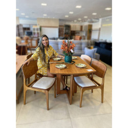 Mesa de Jantar Tália 120cm Tampo Laminado com 4 cadeiras Turquia Gold - Linho Bege Mesa de Jantar Tália 120cm Tampo Laminado com 4 cadeiras Turquia Gold - Linho Bege