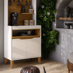 Aparador Buffet Cantinho Do Café Flow 2 Portas - Off White/Freijó 