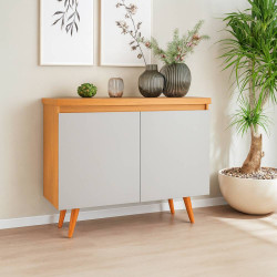 Aparador Buffet 2 Portas Retrô Union - Mel/ Off White  Aparador Buffet 2 Portas Retrô Union - Mel/ Off White