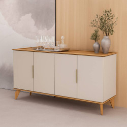 Aparador Buffet Evora 1.6  c/4 portas - Jequitiba/Off White Fosco 