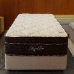 Colchão Star Ortopédico 30x1,88x88 Solteiro - Anjos - Marrom + Base Solteiro Linho 88x188x30 - Bege