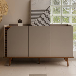 Aparador Buffet Jurere c/ 3 Portas - Freijó/off White Matte Aparador Buffet Jurere c/ 3 Portas - Freijó/off White Matte