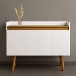 Aparador Buffet Gold 3 portas - Perola/Mel