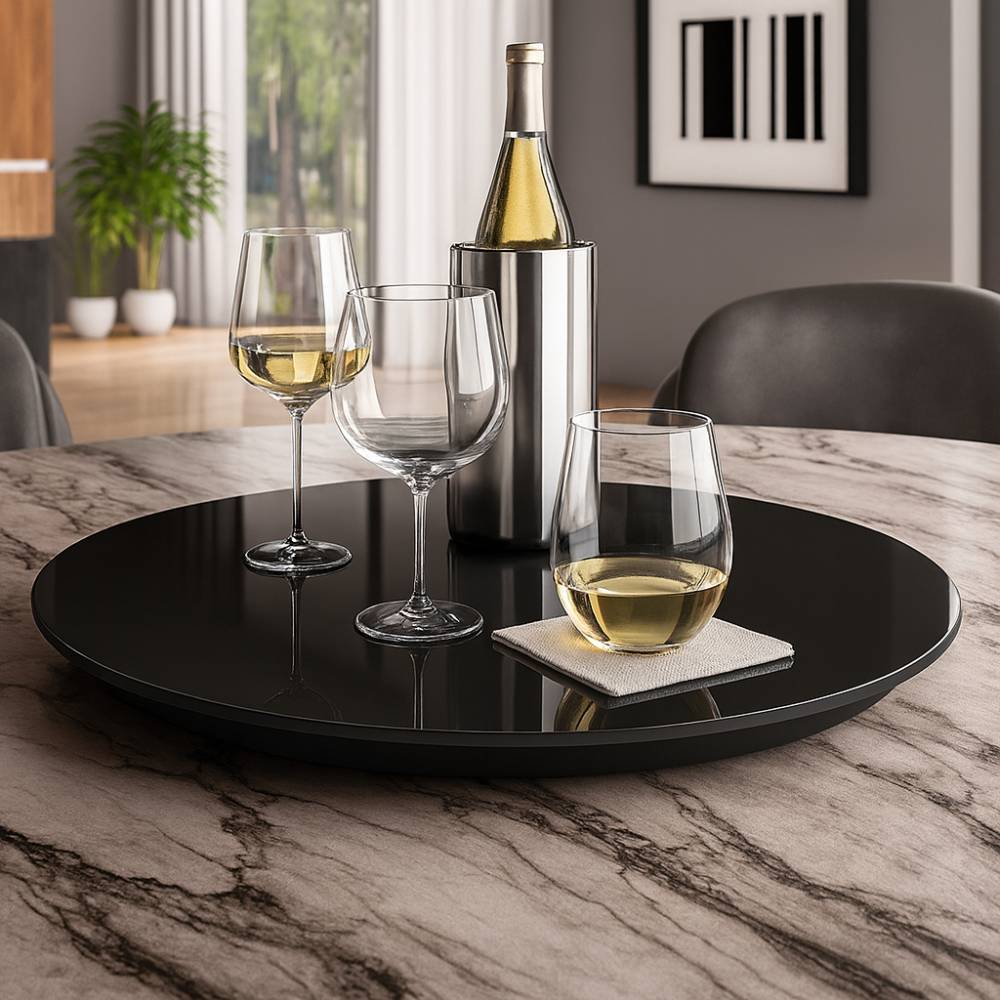 Prato Giratório Decorativo 50cm - Preto