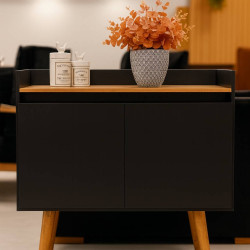 Aparador Buffet Gold 2 portas - Preto/Mel Aparador Buffet Gold 2 portas - Preto/Mel