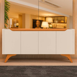 Buffet Atenas com 4 Portas - Off White / Naturalle