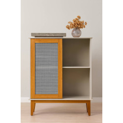 Aparador Denver c/ 1 Porta de Correr - Off White/Nature