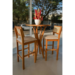 Mesa Bistrô Simpatia com 2 Banquetas Jade - Linho Bege 29011