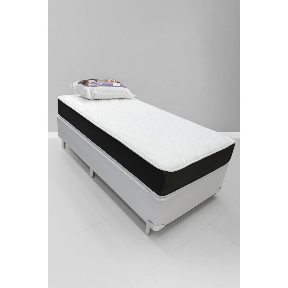 Colchão Royal Solteiro c/ Molas Ensacadas 24X188X88 Marrom + Base Solteiro Courino 88x188x30 - Ortobom - Branco