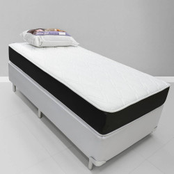 Colchão Royal Solteiro c/ Molas Ensacadas 24X188X88 Marrom + Base Solteiro Courino 88x188x30 - Ortobom - Branco
