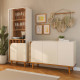Cristaleira 2 Portas de Vidro Jurerê + Aparador Buffet Jurere c/ 3 Portas - Off White Matte/Freijó