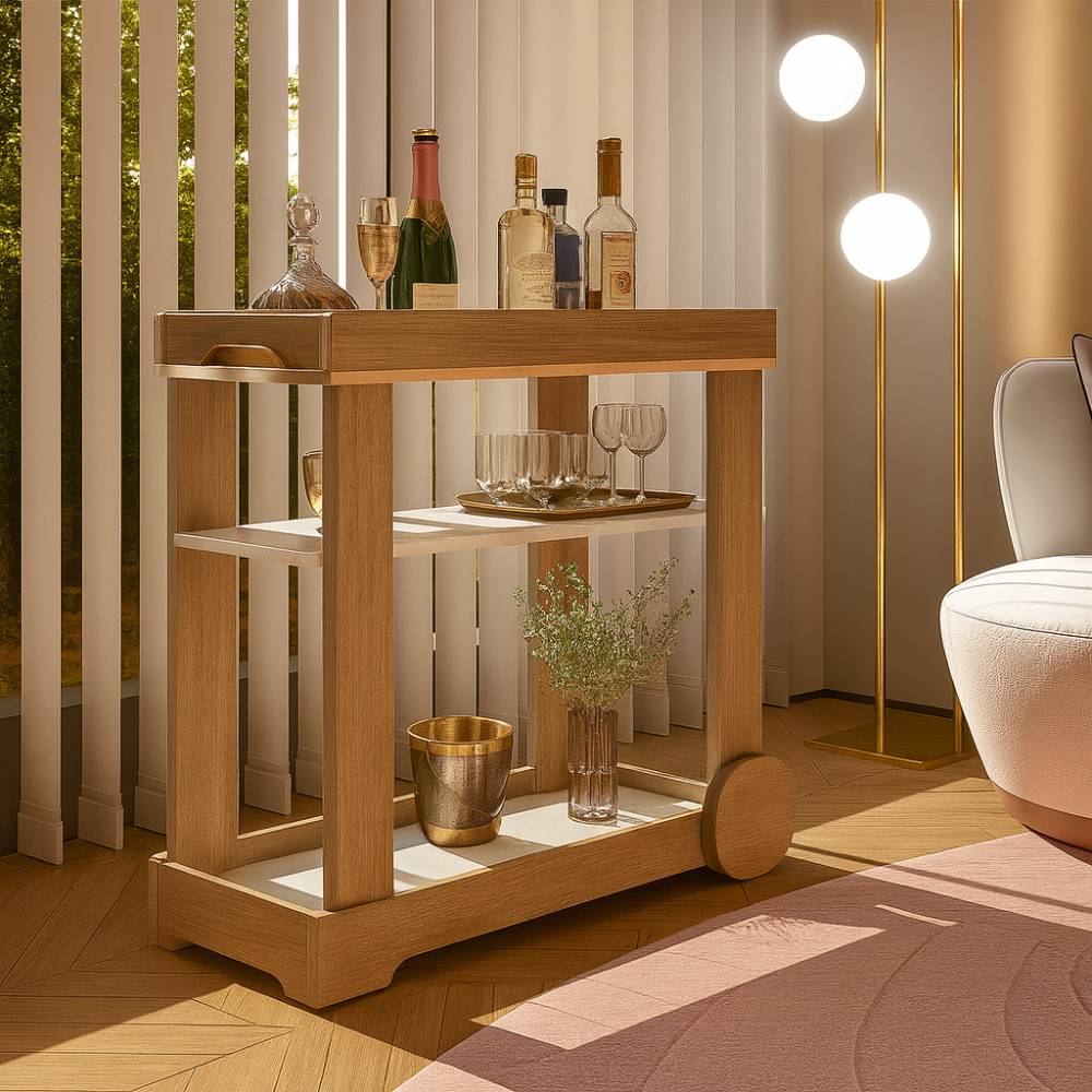 Carrinho Bar Rose - Cinamomo/Off White