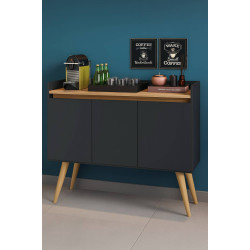 Aparador Buffet Gold 3 portas - Preto/Mel