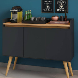 Aparador Buffet Gold 3 portas - Preto/Mel