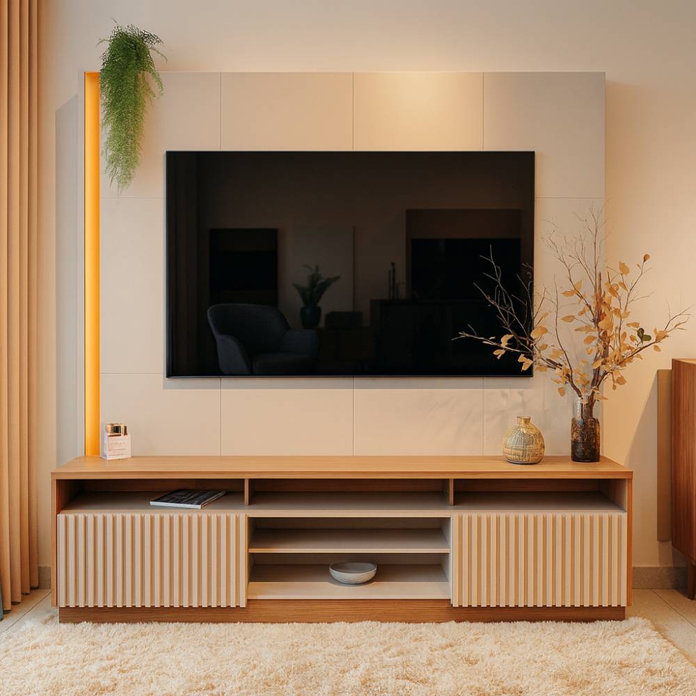 Home Theater Jordão para TVs de até 75 Polegadas - Off White/Freijó