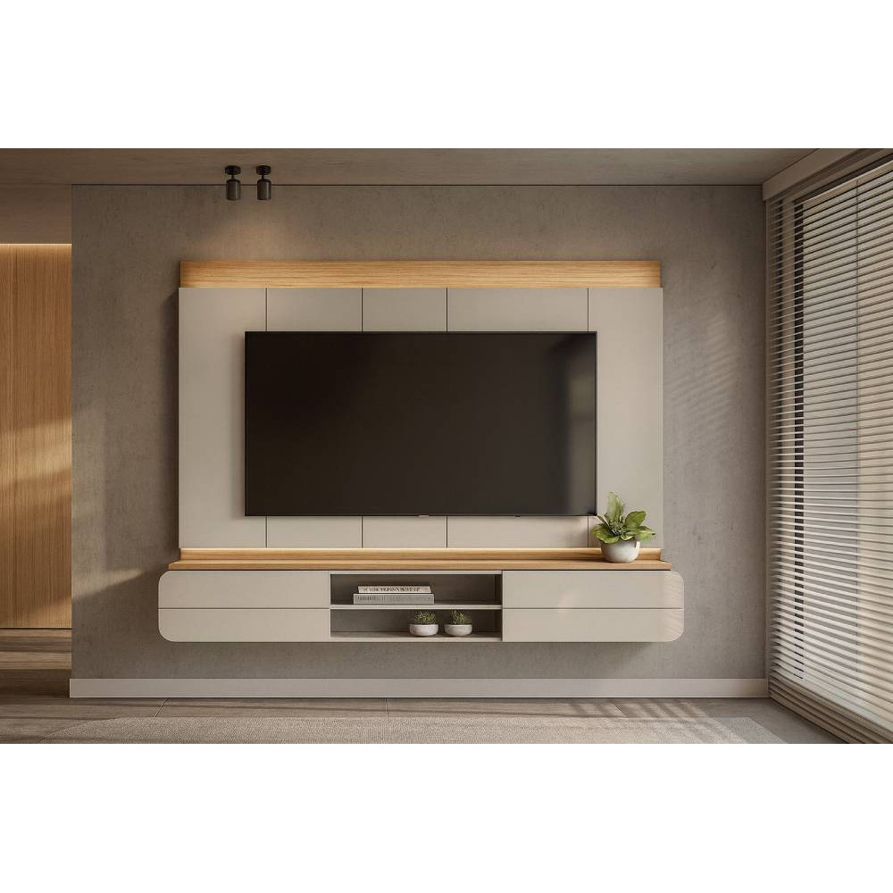 Home Suspenso Zurique c/ Led para Tvs até 75" - Tauari/Off White Fosco