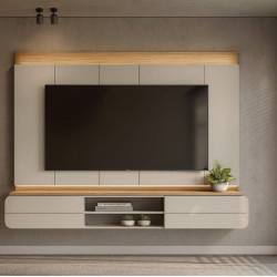 Home Suspenso Zurique c/ Led para Tvs até 75" - Tauari/Off White Fosco Home Suspenso Zurique c/ Led para Tvs até 75" - Tauari/Off White Fosco