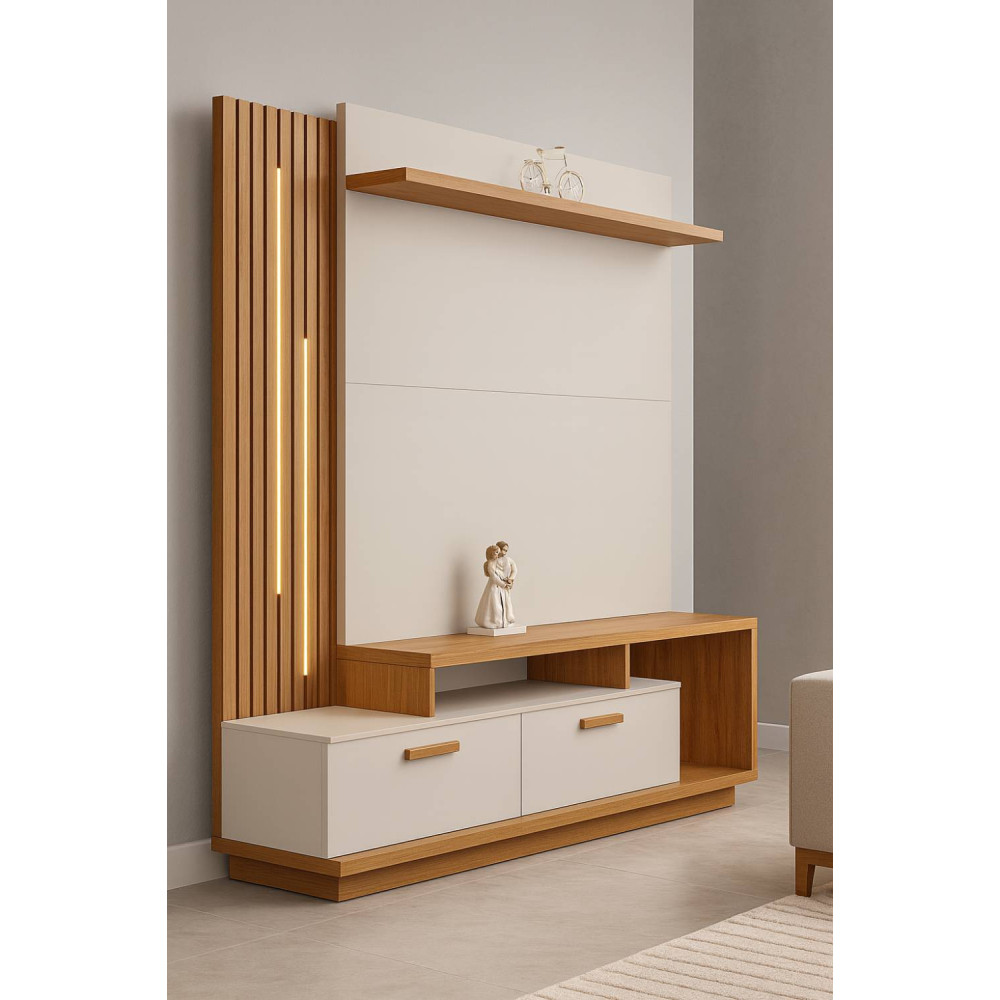 Estante Home Despertar para Tvs até 65" - Cinamomo/ Off White