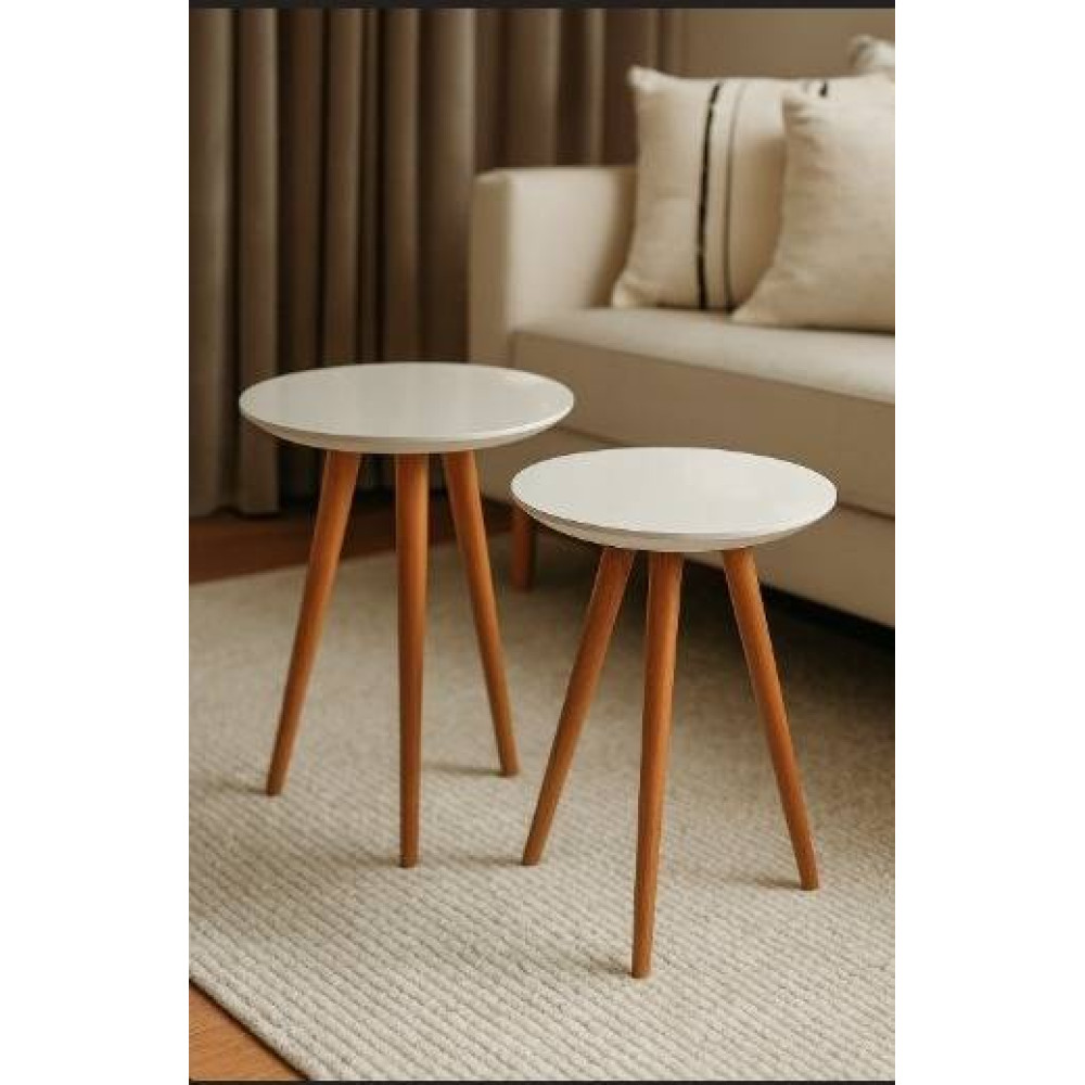 Conjunto Mesa de Apoio Lateral Mesa de Apoio Laqueado – Off White