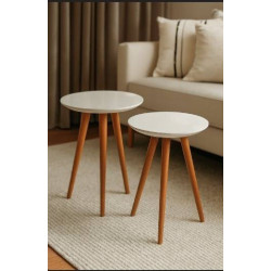 Conjunto Mesa de Apoio Lateral Mesa de Apoio Laqueado – Off White Conjunto Mesa de Apoio Lateral Mesa de Apoio Laqueado – Off White