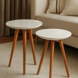 Conjunto Mesa de Apoio Lateral Mesa de Apoio Laqueado – Off White