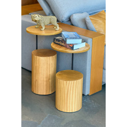 Conjunto Mesa Lateral e Mesa de Apoio Fino Decor - Amadeirado