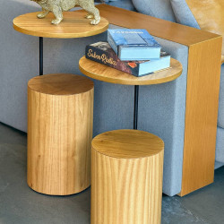 Conjunto Mesa Lateral e Mesa de Apoio Fino Decor - Amadeirado