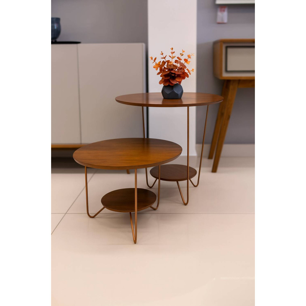 Conjunto Mesa de Centro e Lateral Liz - Freijó