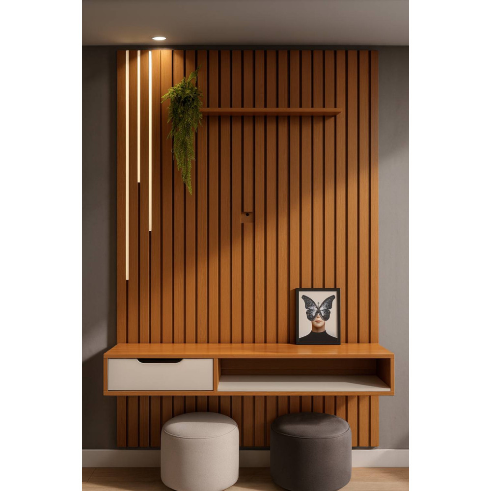 Home Ripado Tucumã 1.4 c/ Led para TV até 58"- Nature/Off White