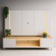 Rack Bancada Santorini c/ Painel Santorini c/ Led para Tvs até 75" - Tauari/Off White Fosco