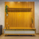 Painel Nobre Ripado 230 cm com Rack Requinte pés Palito - Naturale / Off White