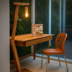 Escrivaninha Old 110cm - Nature + Luminária Pelicano de Chão - Amêndoa Escrivaninha Old 110cm - Nature + Luminária Pelicano de Chão - Amêndoa