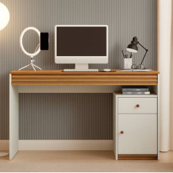 Escrivaninha Sevilha 120cm c/ 1 Porta  1 Gaveta - Off White/Naturalle Escrivaninha Sevilha 120cm c/ 1 Porta  1 Gaveta - Off White/Naturalle