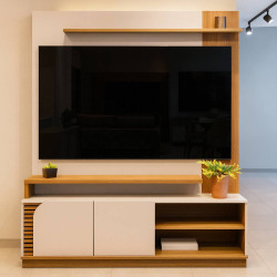 Estante Home Jurerê 1.5  para TVs de até 65" - OFF WHITE MATTE / FREIJO Estante Home Jurerê 1.5  para TVs de até 65" - OFF WHITE MATTE / FREIJO